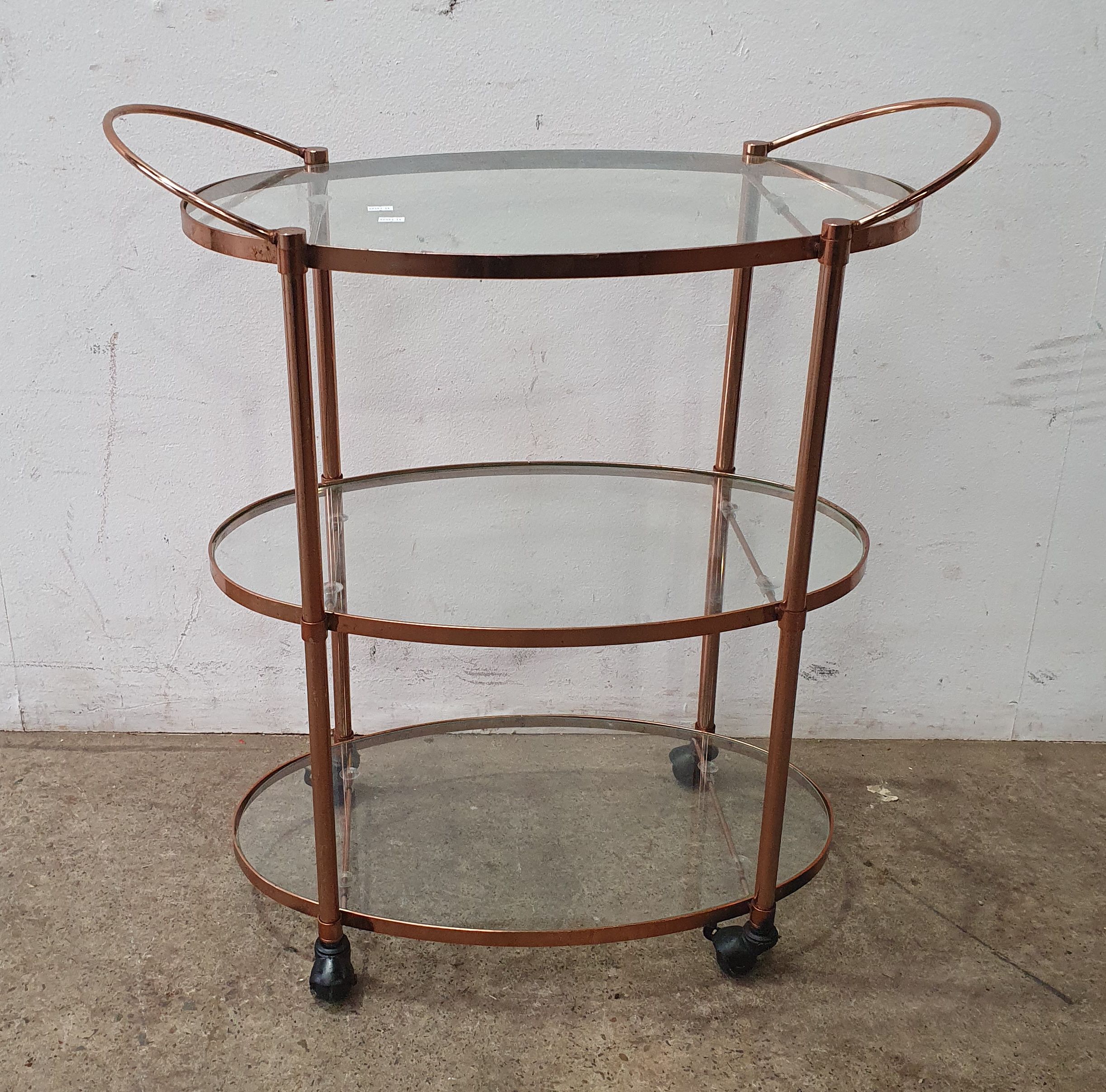 A Three Teir Copper Look Tea Trolley