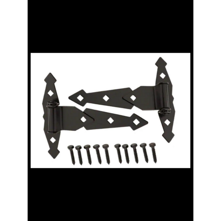Everbilt 2pk 8'' Decorative Tee Hinge- Black Finish