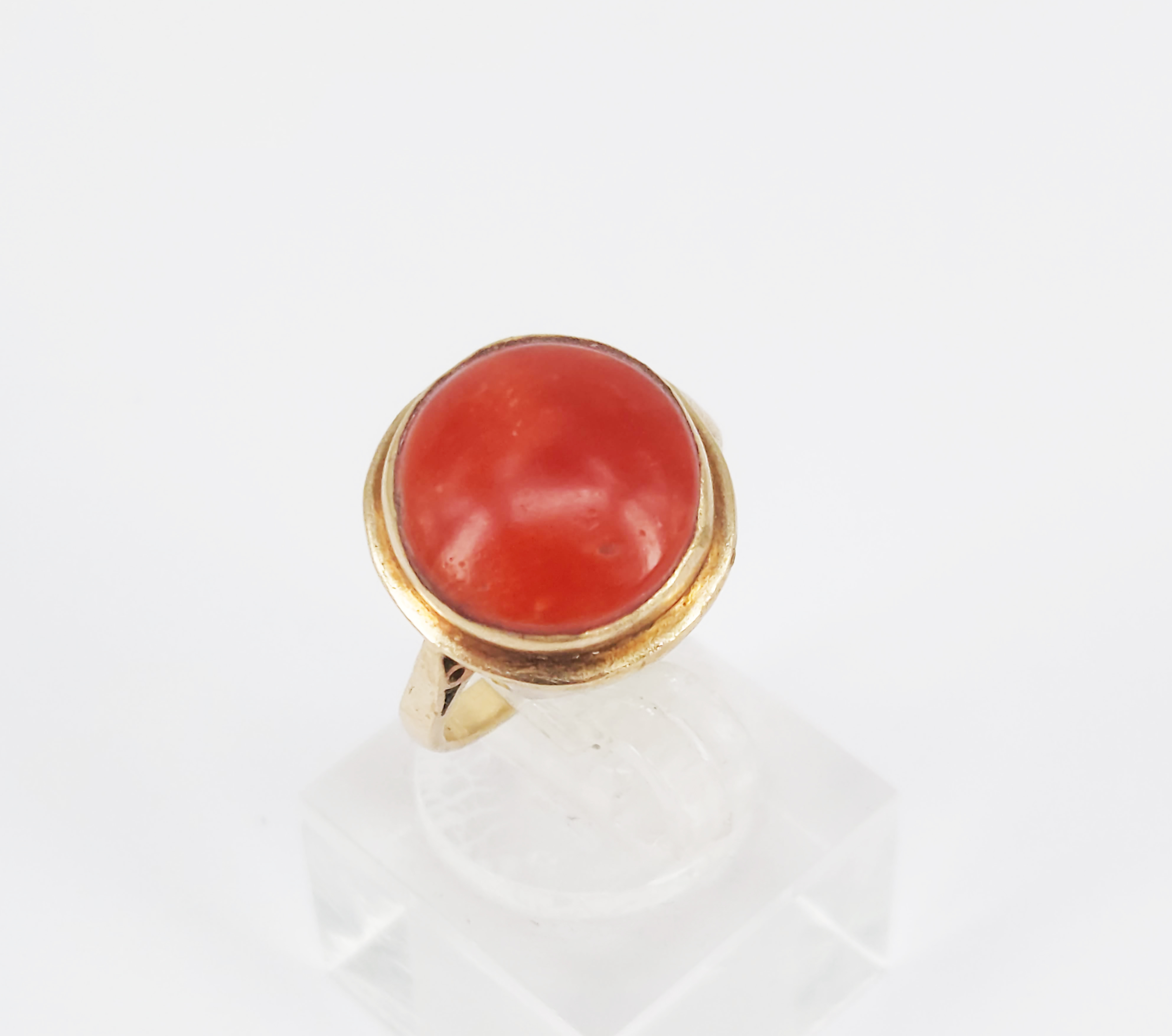 An Antique Red Coral And Gold Ring