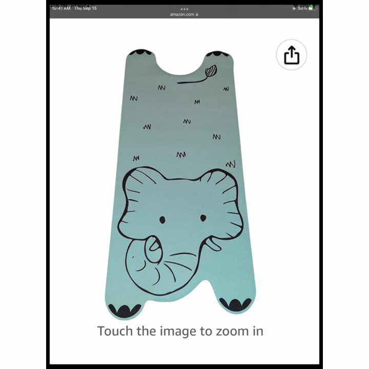 Kids Animal Themed Exercise & Nap Mat Blue Elephant (56x24) Lightweight