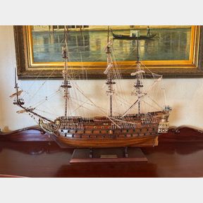 WOODEN MODEL SHIP ON STAND (SAN FELIPE 1690)