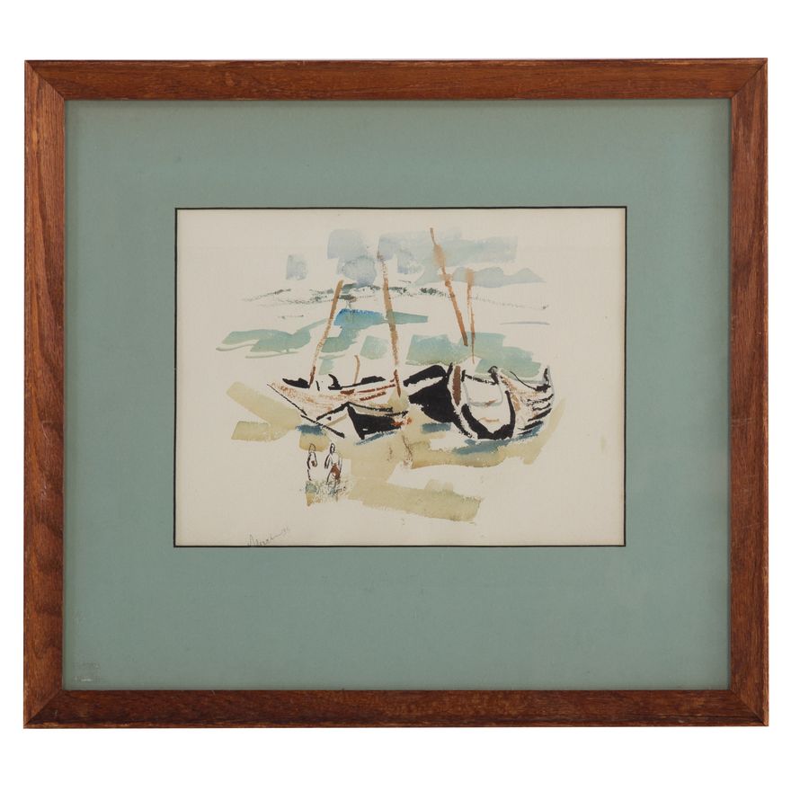 John Marin. Boats and Figures, watercolor