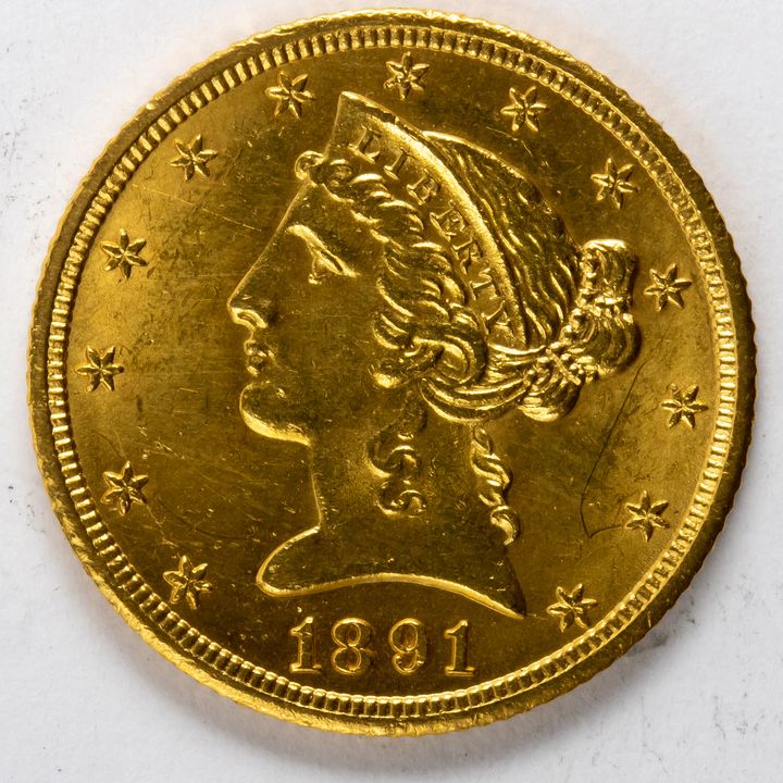 1891CC Carson City $5 Gold 1/2 Eagle Liberty Head