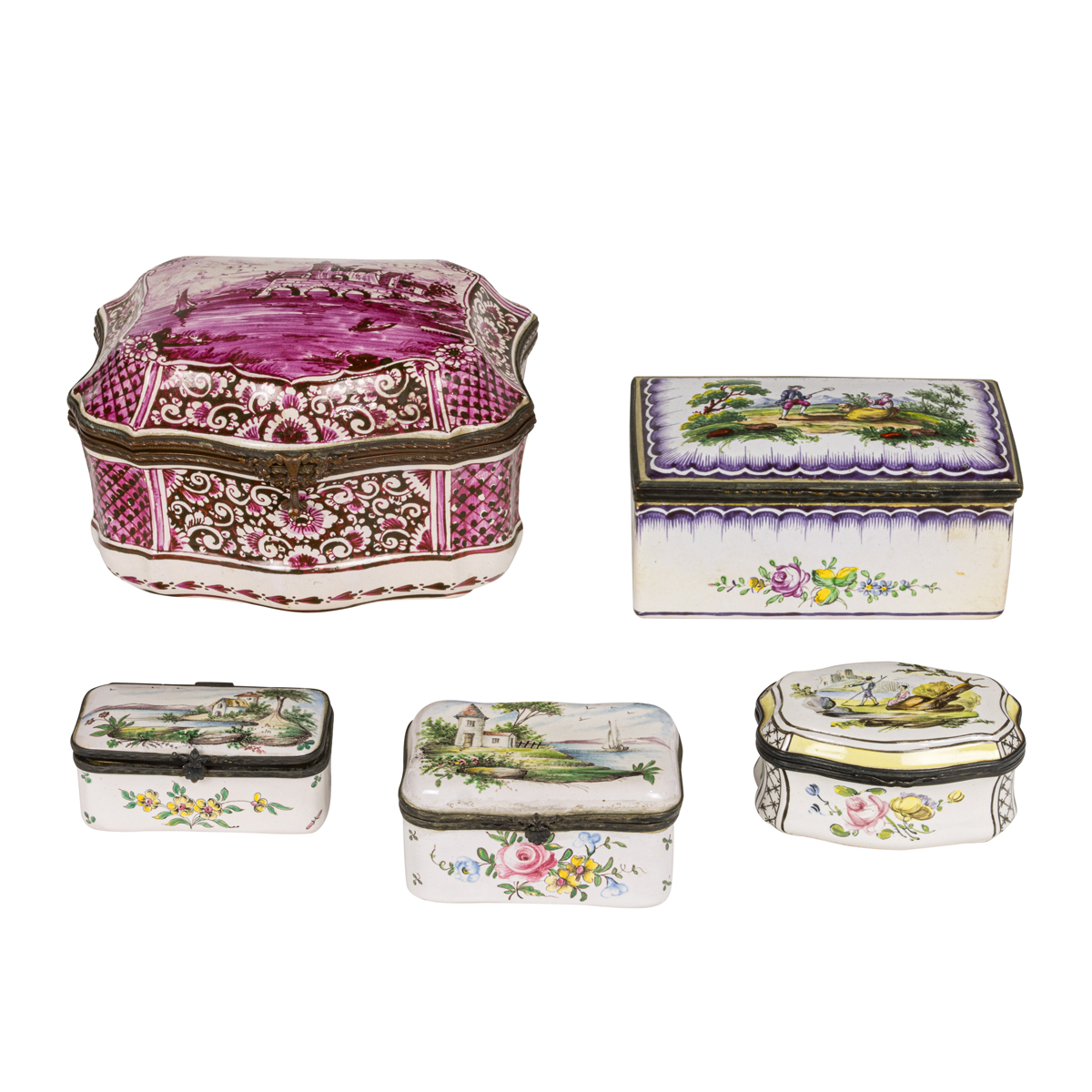 Five faience table boxes | Clars Auction Gallery