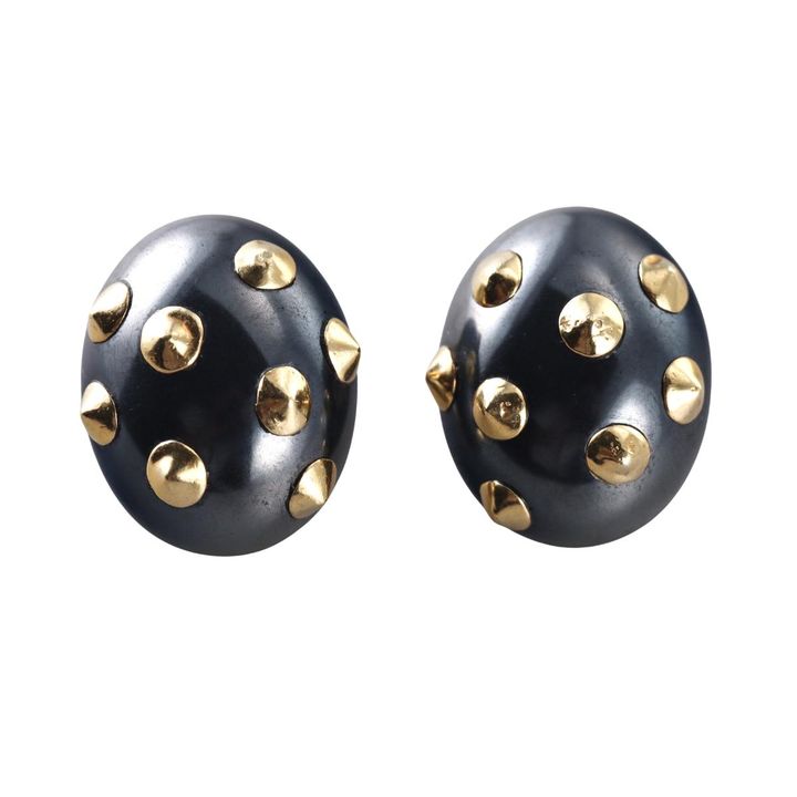 Angela Cummings Hematite Yellow Gold Earrings