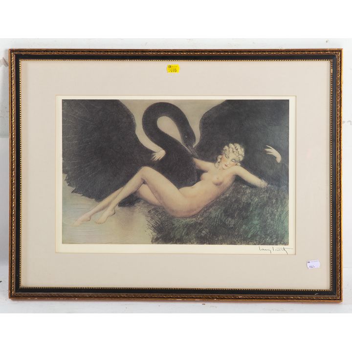 After Louis Icart. "Leda and the Swan," print
