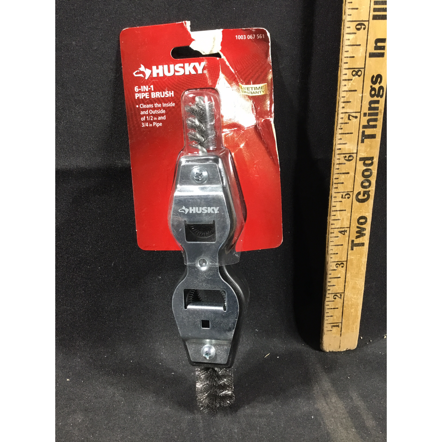 Husky 6-in-1 Pipe Brush - Cleans the inside & outside of 1/2" and 3/4" pipe