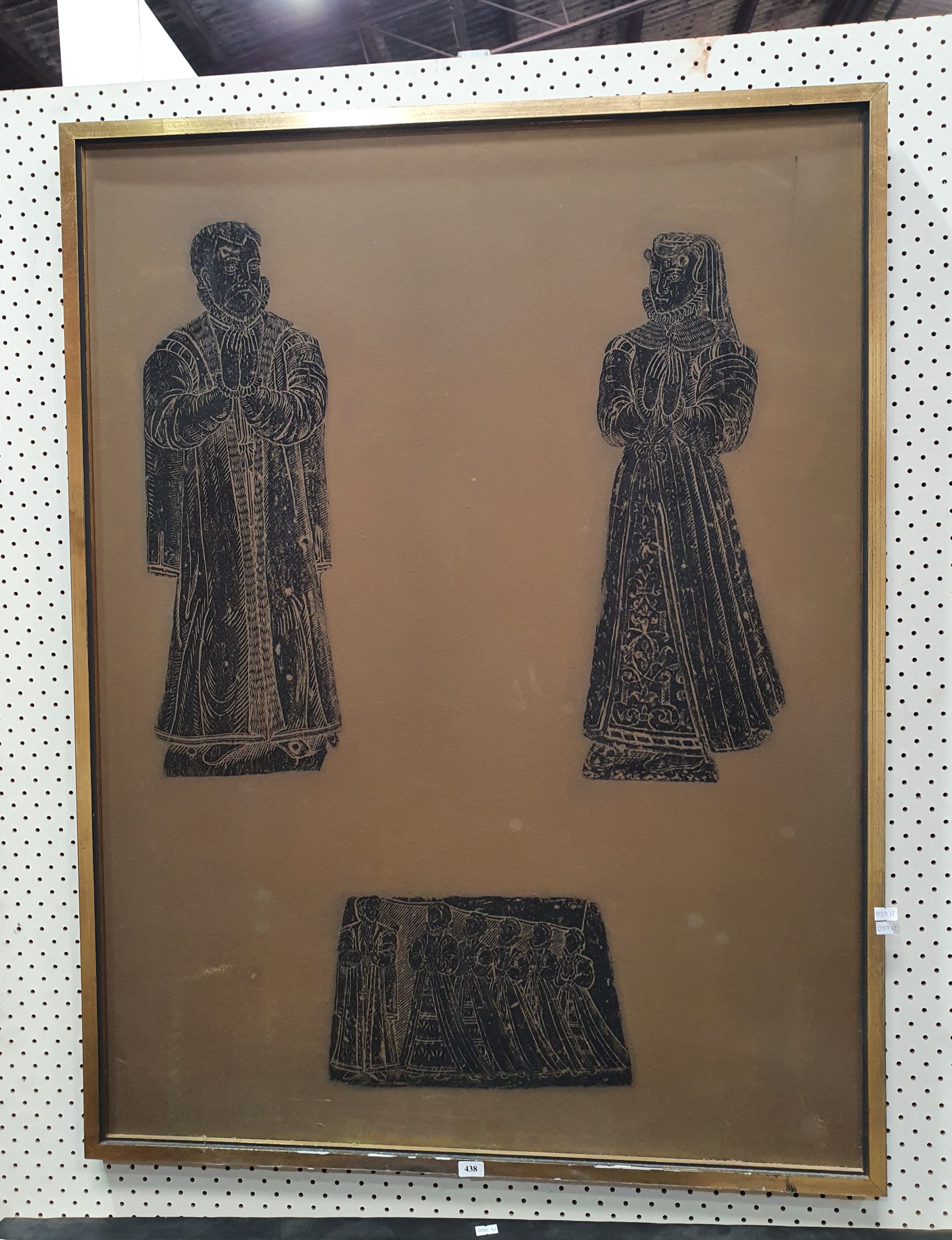 A FRAMED BRASS RUBBING