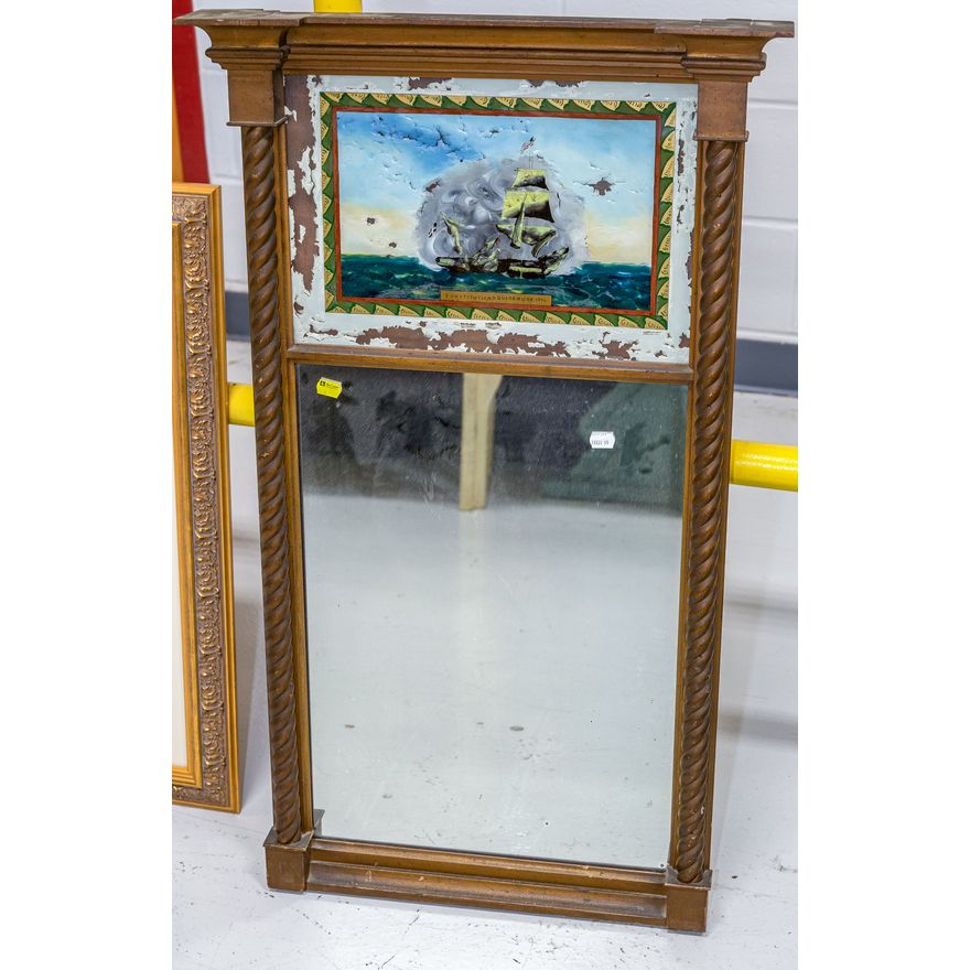 American Classical Reverse Painted Trumeau Mirror