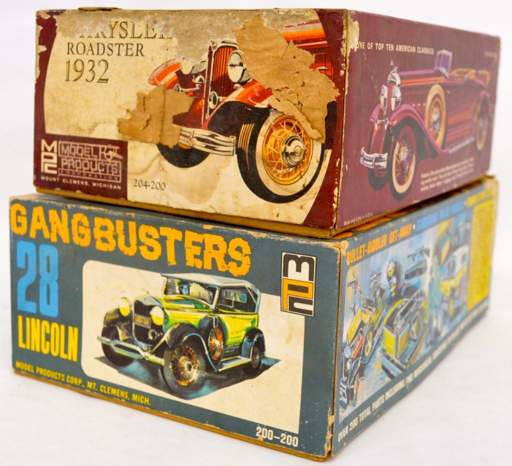 Mint unbuilt MPC Gangbusters and 1932 Chrysler Roadster plastic 
