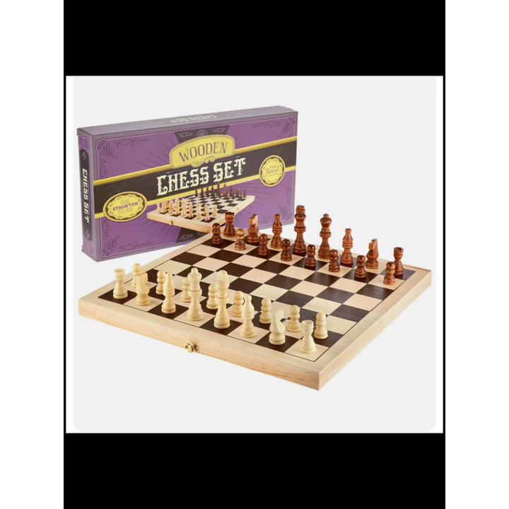 Brybelly 14'' Natural Wooden Folding Chess Set