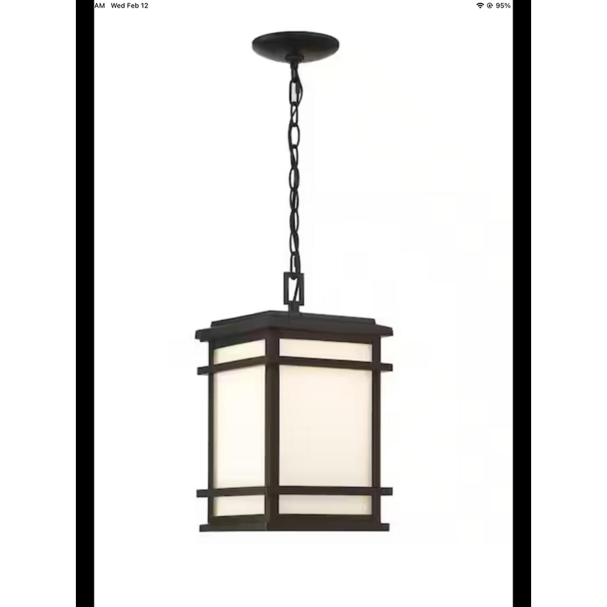 Balmoral Collection LED Exterior Pendant Black Finish w/ White Panel Glass 1006 884 872 (8.46'' W x 8.46'' D x 14.76'' H)