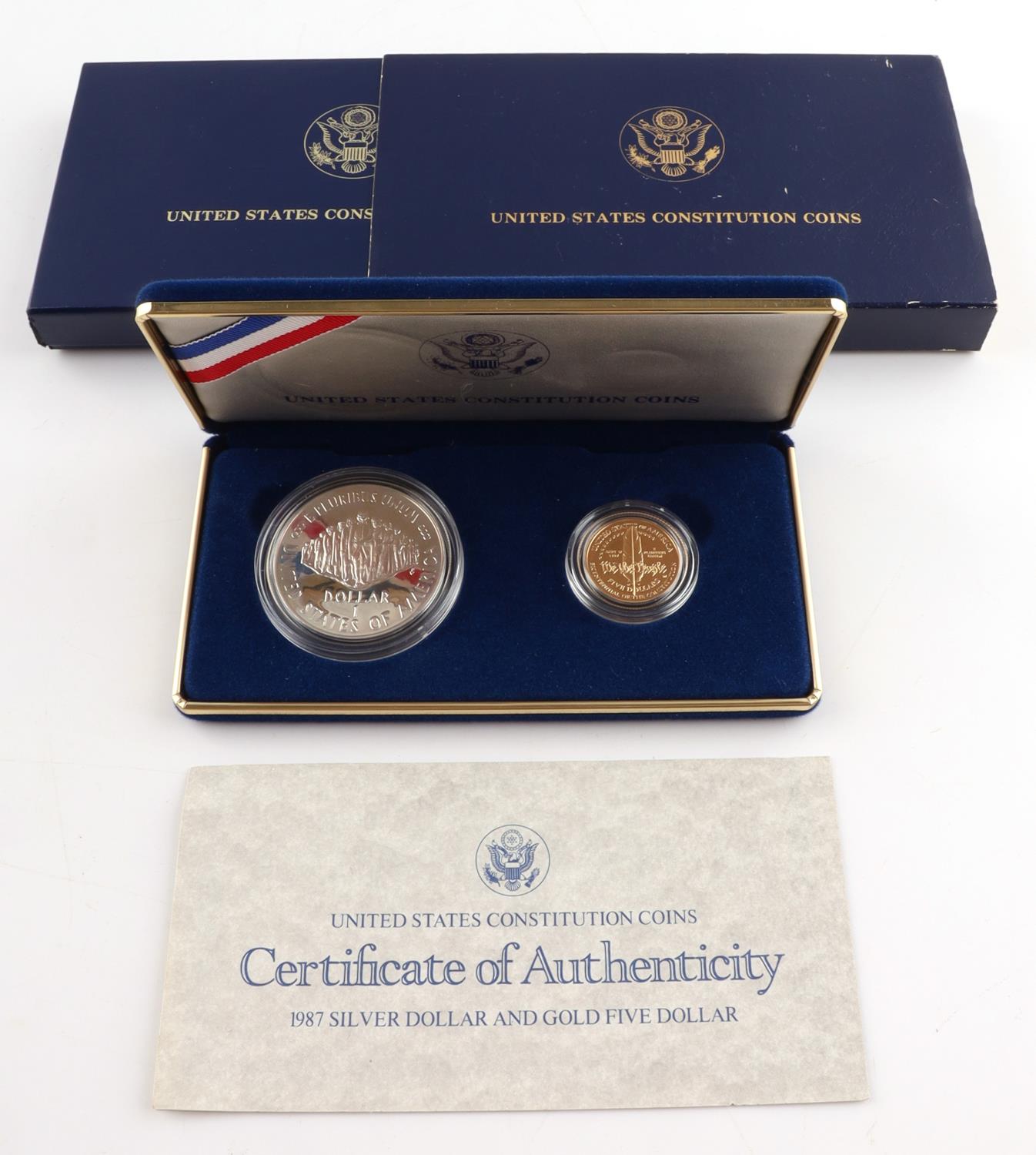 1987 2 COIN GOLD SILVER US CONSTITUTION COIN SET Affiliated