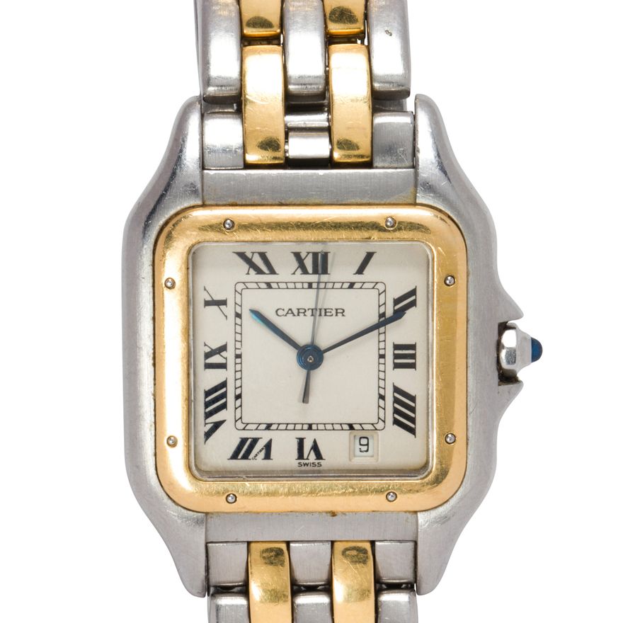A Cartier stainless steel and gold 'Panthère' wristwatch