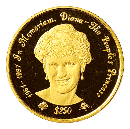 シエラレオネ 250ドル金貨 1997 ダイアナ FR-13 KM-76 15.55gm