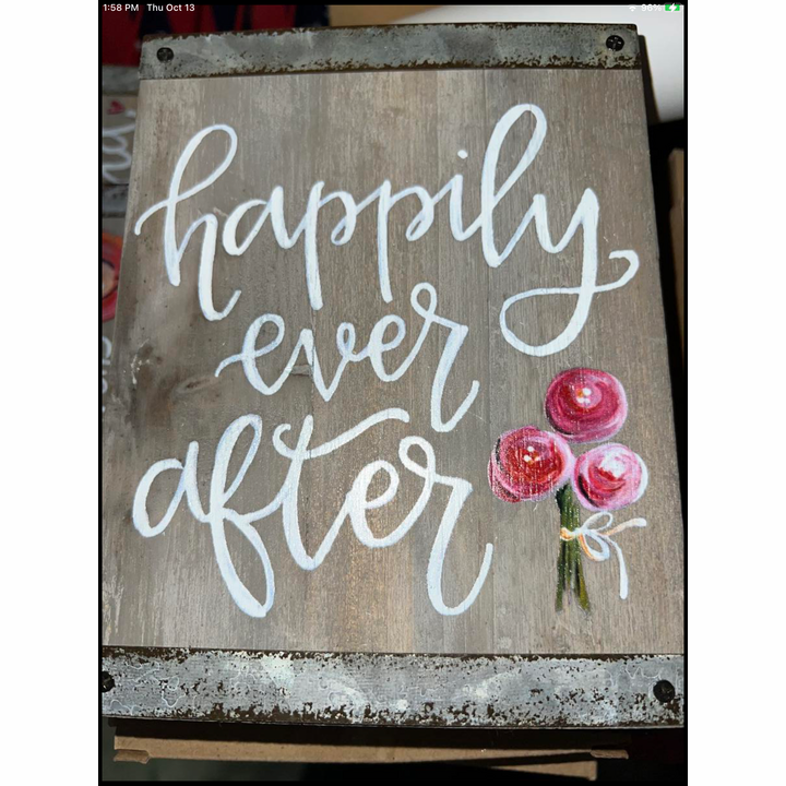 Brownlow Gifts "Happily Ever After" Wooden Block Sign (7x5-1/2)