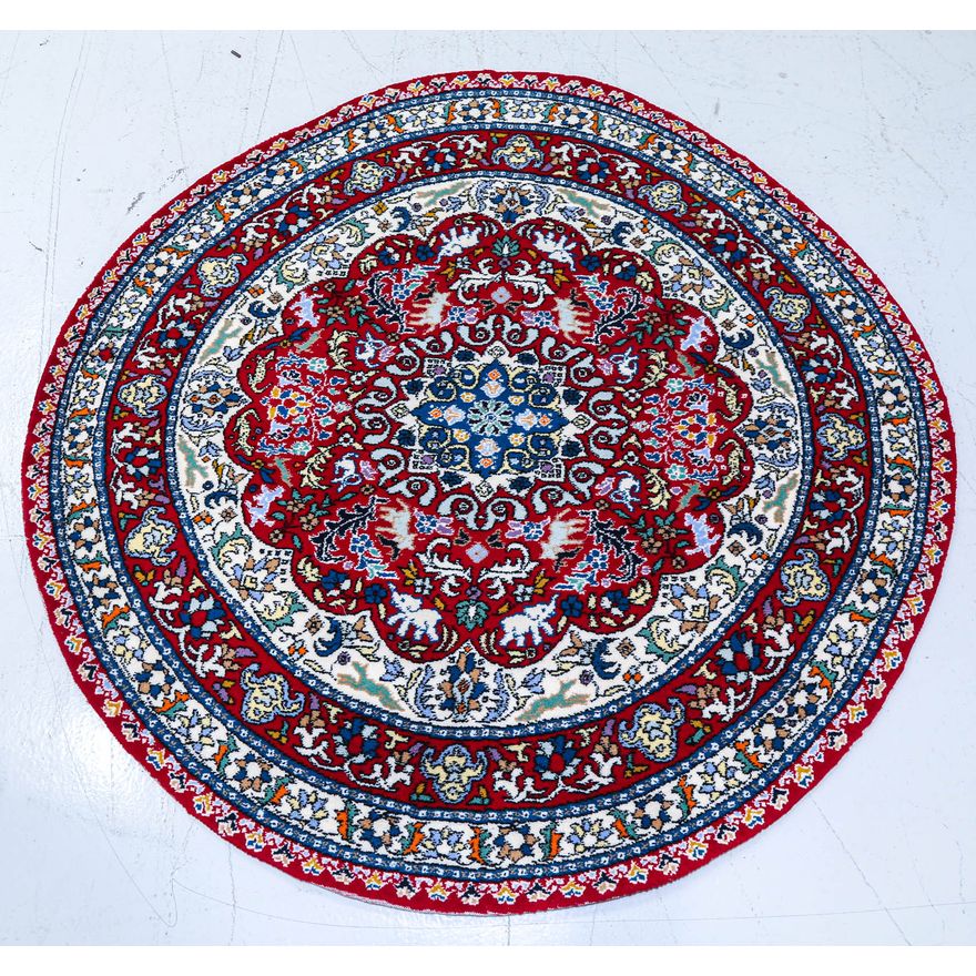 Round Persian Design Rug, 4.11 Diameter
