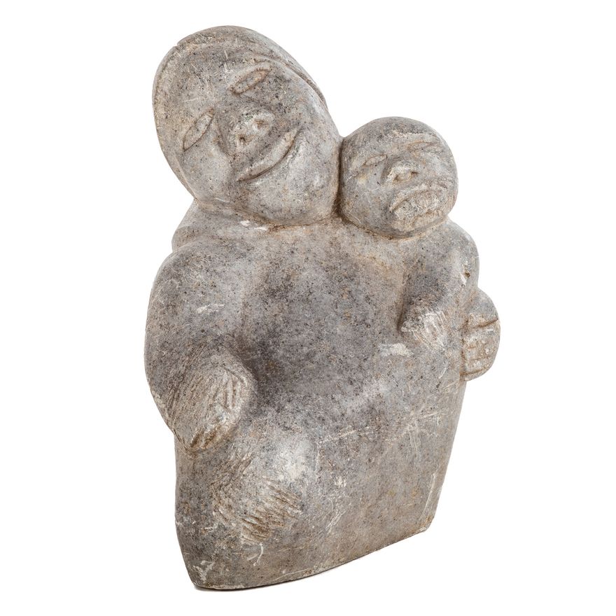 Inuit Carved Stone Mother & Child