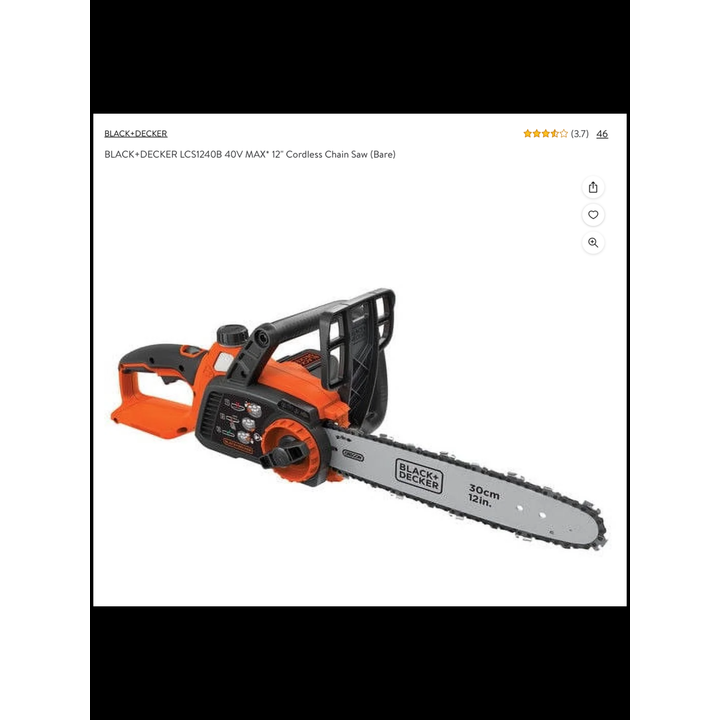 Black + Decker 40V Max 12'' Cordless Chainsaw