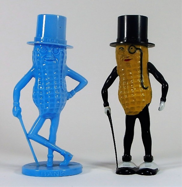 C.1950 Mr. Peanut Plastic Wind Up Toy u0026 Still Bank | Bruneau and Co.