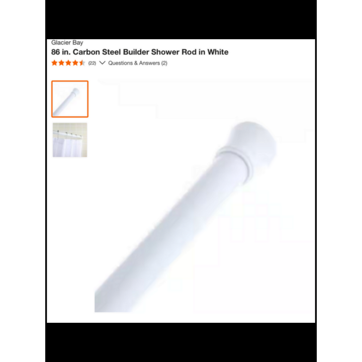 Glacier Bay 49''-86'' Carbon Steel Tension Twist Lock Shower Rod (White)