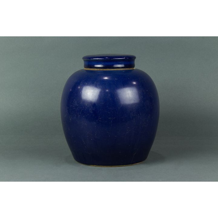 Chinese cobalt blue glazed lidded jar