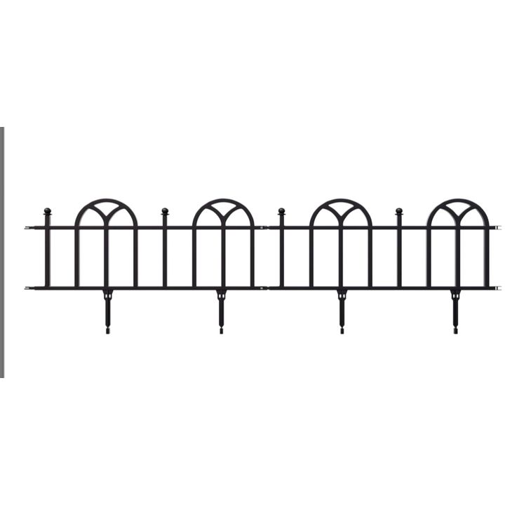 Pure Garden Flower Bed Set 4pc Modular Fence Panels (Black) 24'' x 15.75'' x 5.5''