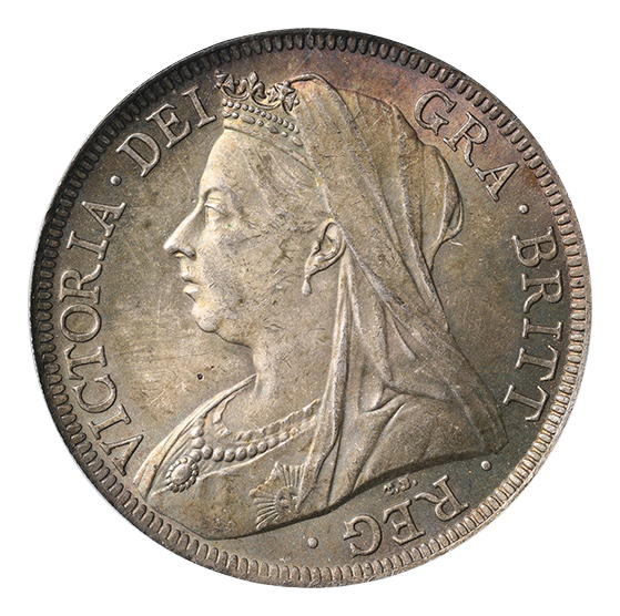 イギリス ヴィクトリア (1837-1901) 1/2クラウン銀貨 1900 オールド