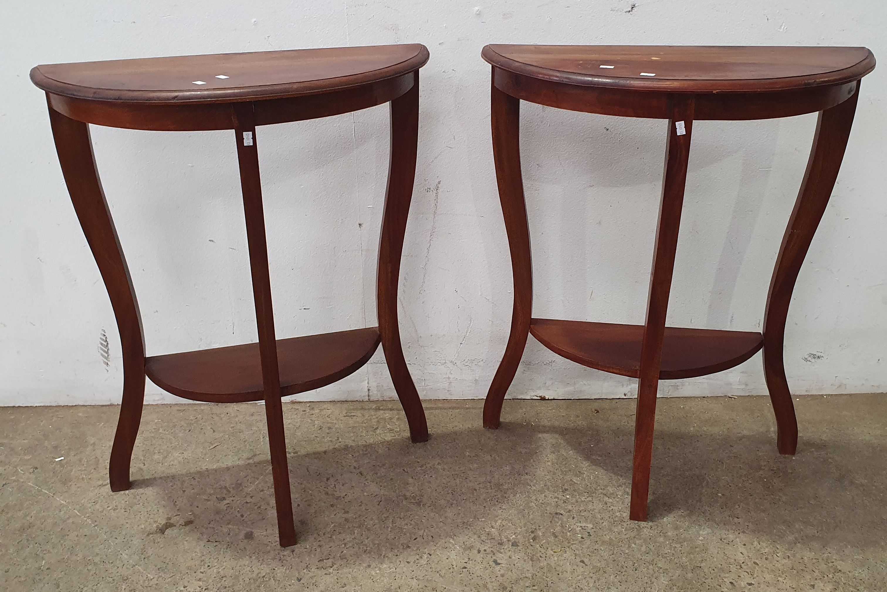 A Pair Of Demi Lune Side Tables