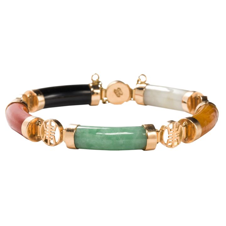 A hardstone and 14k gold bracelet