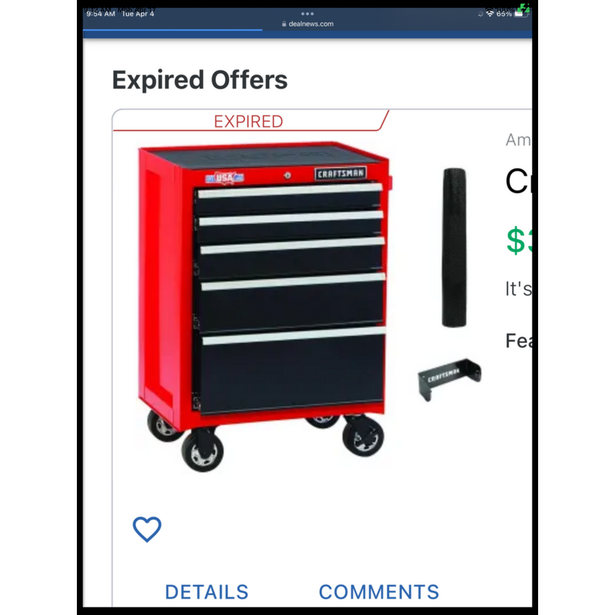 Craftsman 27" 5-Drawer Red + Black Tool Cabinet