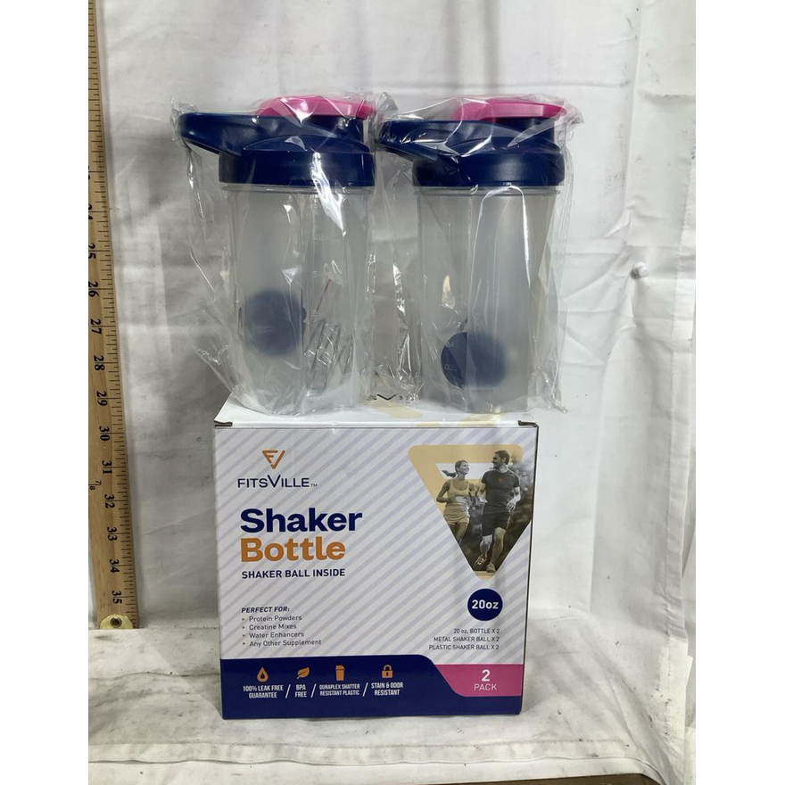 (2) Fitsville 20oz Shaker Bottles with Shaker Balls