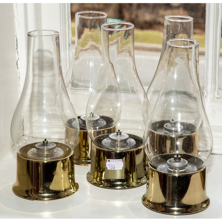 Five Brass Oil Lamps