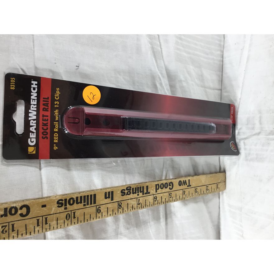 GearWrench Socket Rail - 9" Red Rail With 13 Clips 1/4" Drive