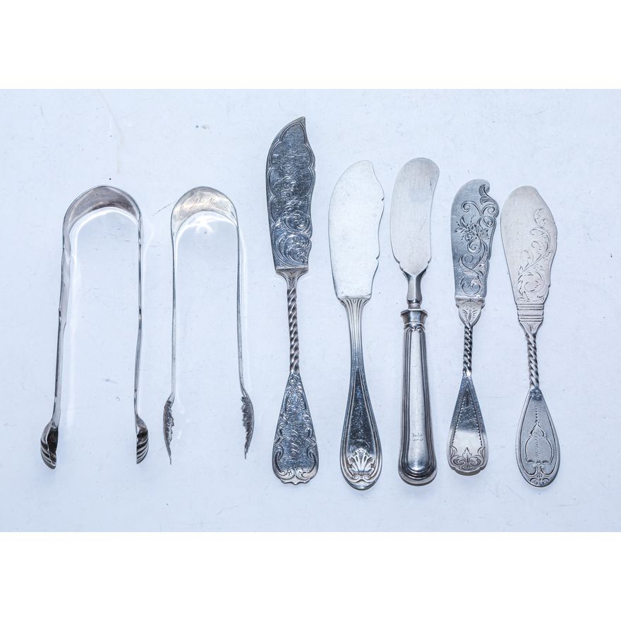 Seven Pieces of American Coin Silver Flatware