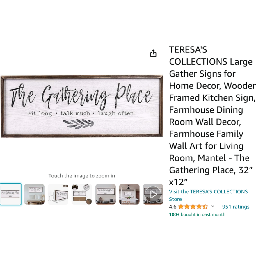Teresa's Collection Large Collection Gather Sigh For Home Décor 32"x12"
