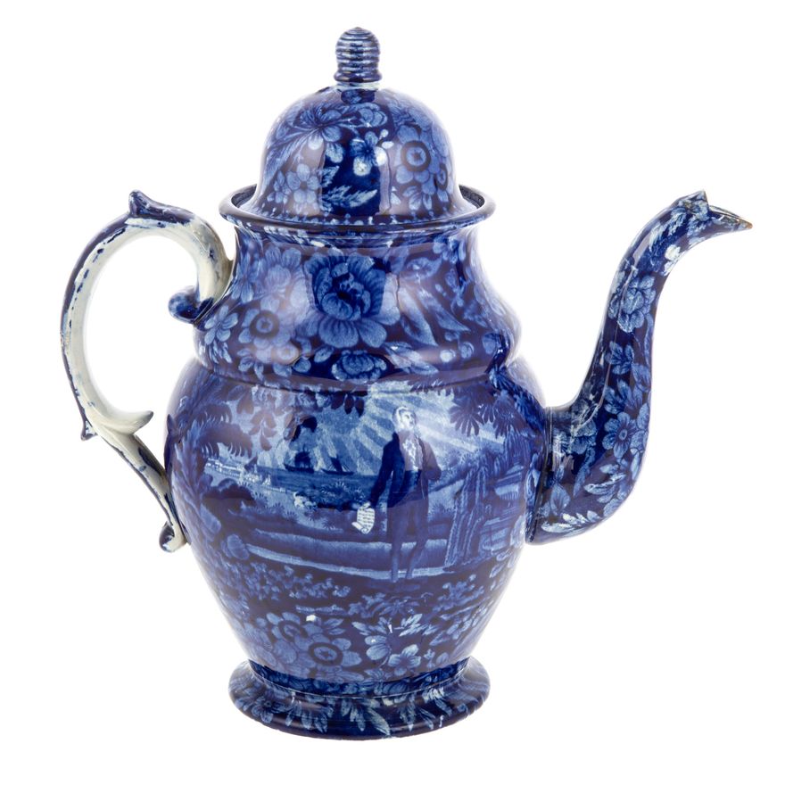 Rare Staffordshire Washington Scroll Coffee Pot
