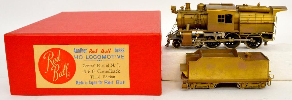 Red Ball HO brass Central of New Jersey 4-6-0 Camelback third edition in OB