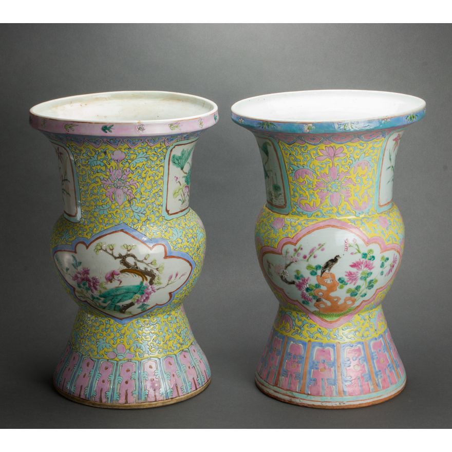 Pair of Chinese famille rose vases