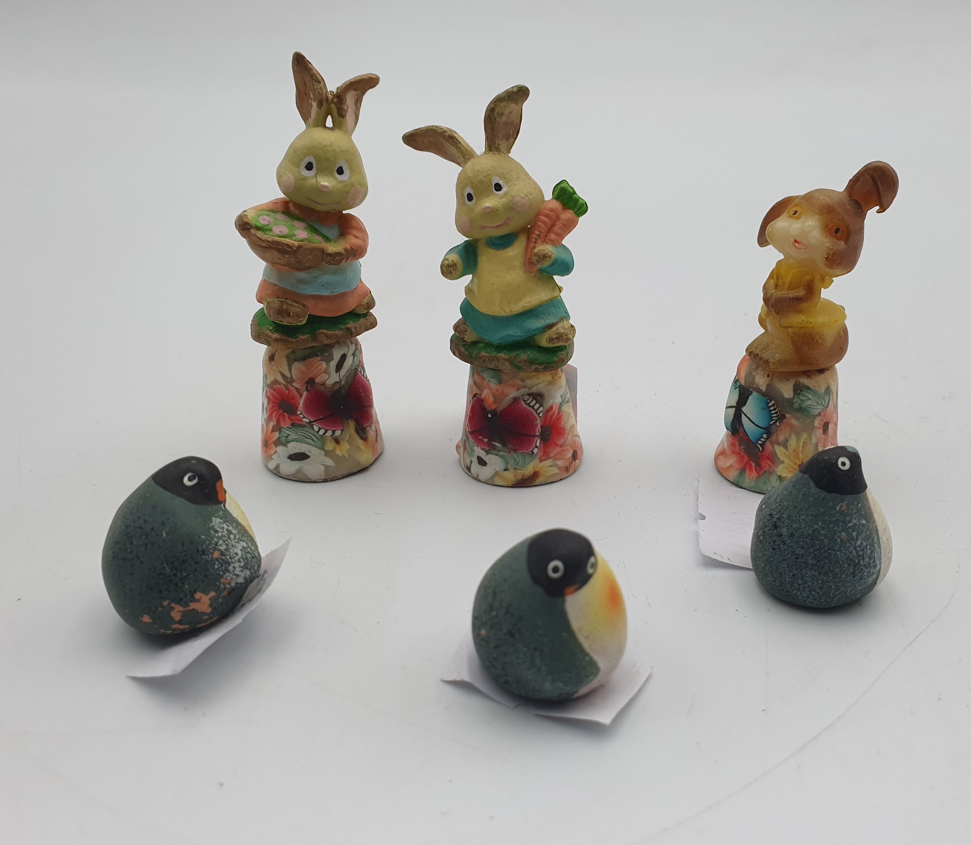 345 · THREE HAND MADE NOVELTY THIMBLES