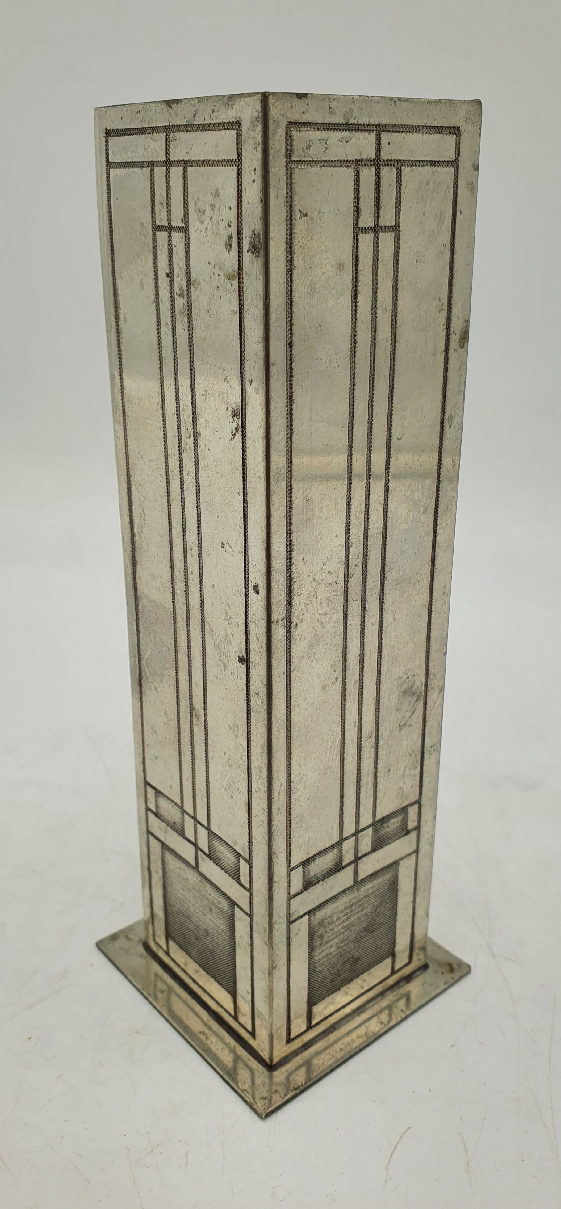 587 · A CHARLES RENNIE MACKINTOSH STYLE PEWTER BUD VASE