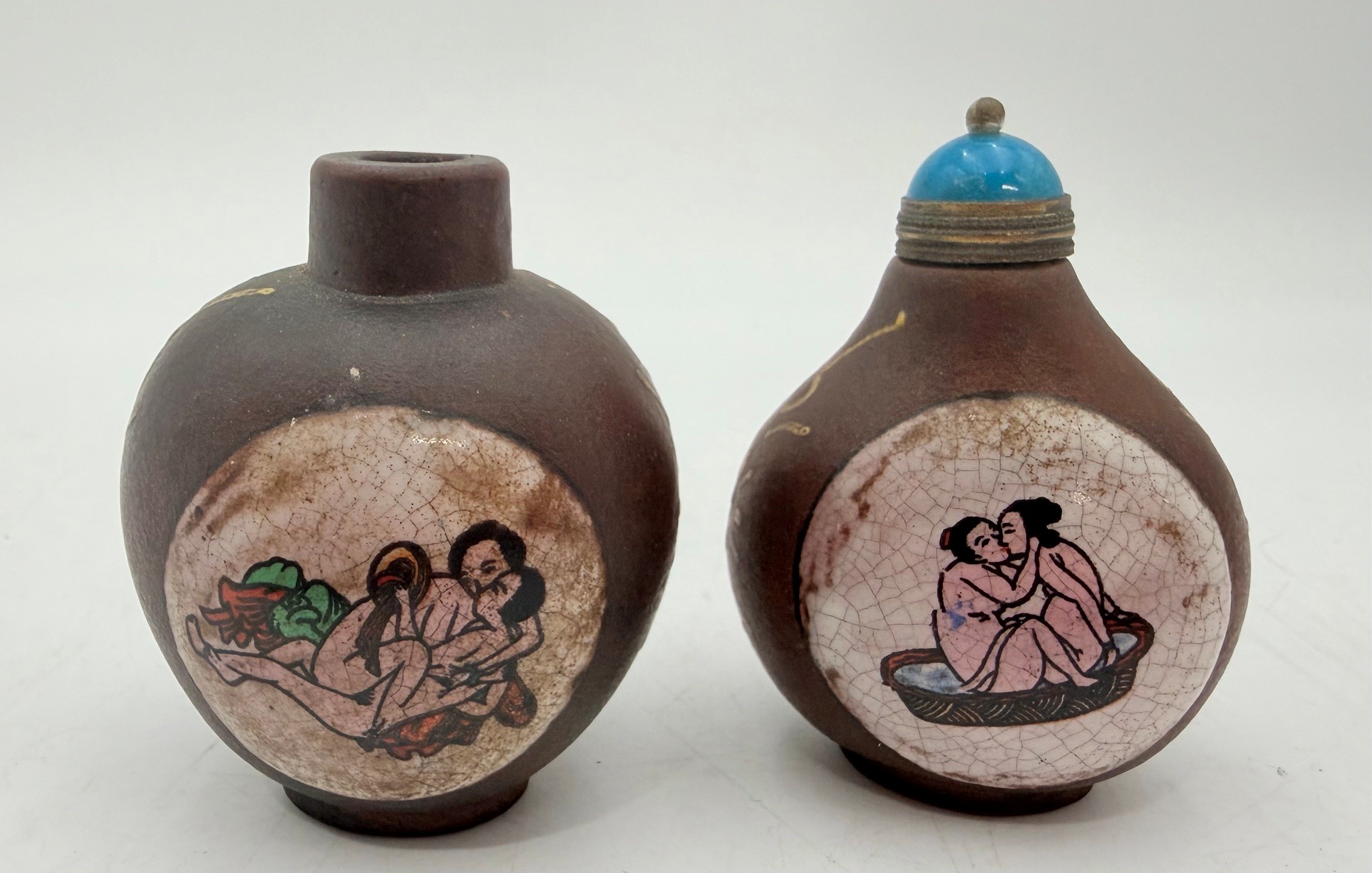 Two Chinese Pottery Snuff Bottles