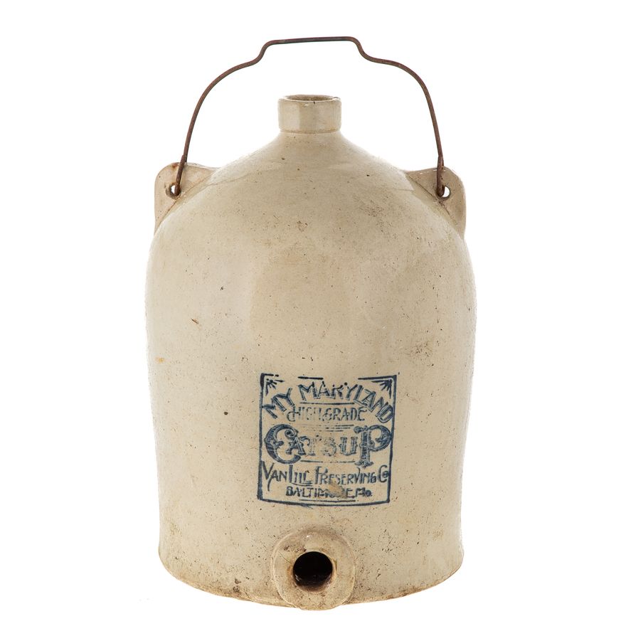Large Van Lill Stoneware Catsup Crock Jug
