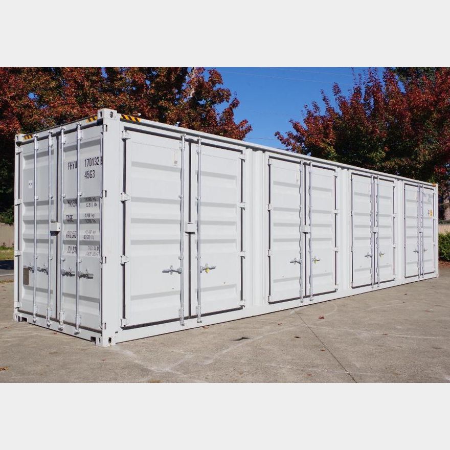 Container With Chasis 40' High-Cube 1-Trip Shipping Container w/ (4) Double Swing Side Doors ...