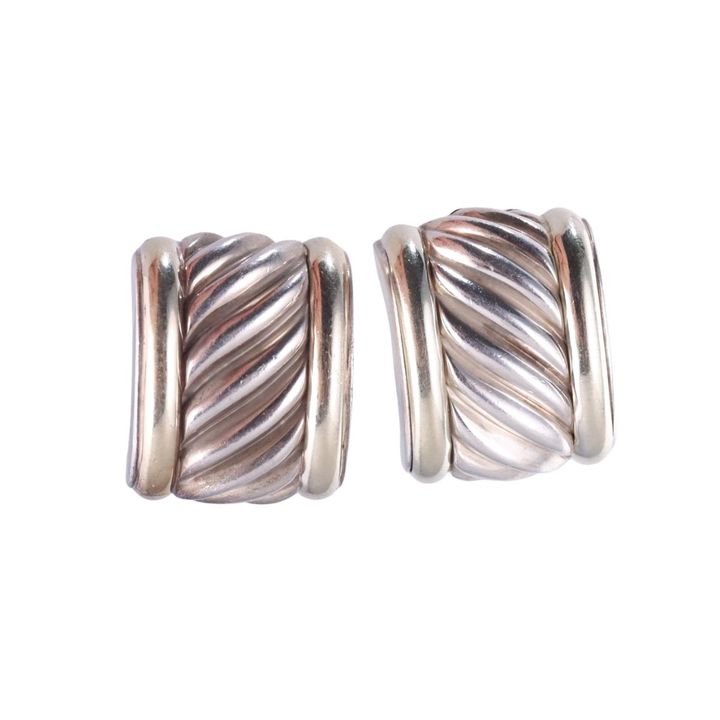 David Yurman Sterling Silver 14k Gold Cable Earrings