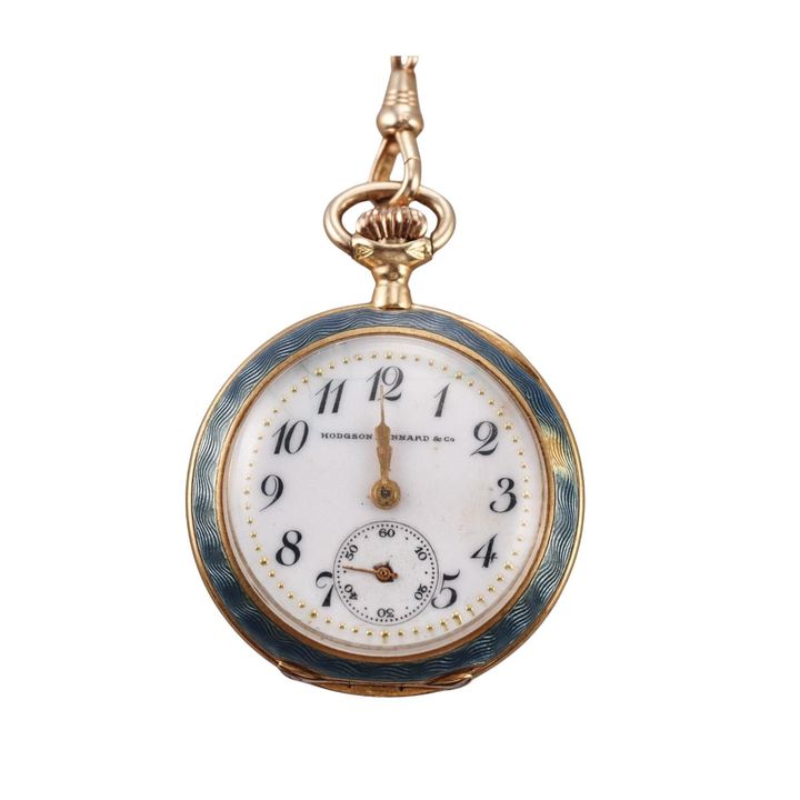 Vintage Longines Gold Guilloché Enamel Pocket Watch