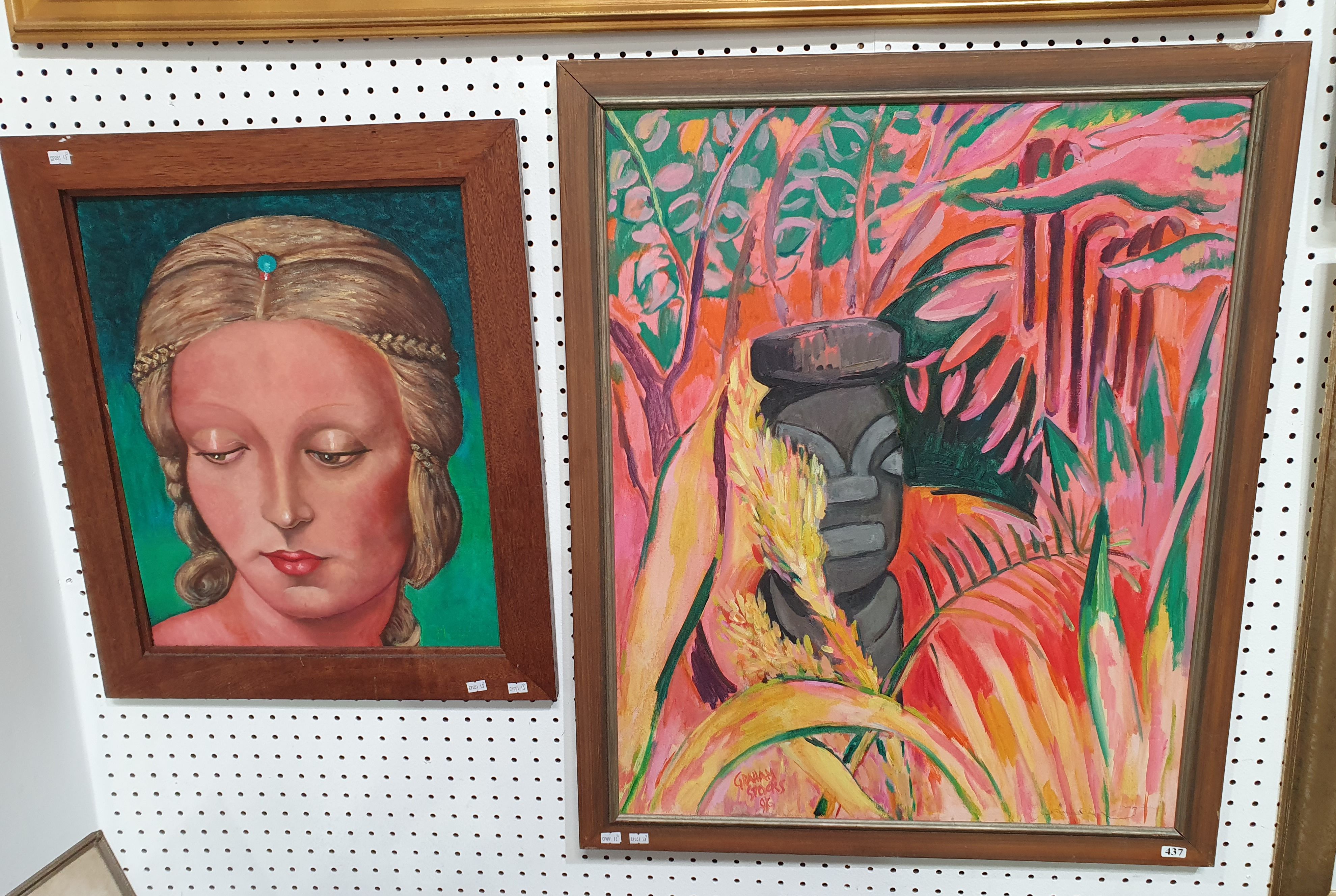 437 · TWO VARIOUS FRAMED OIL PAINTINGS