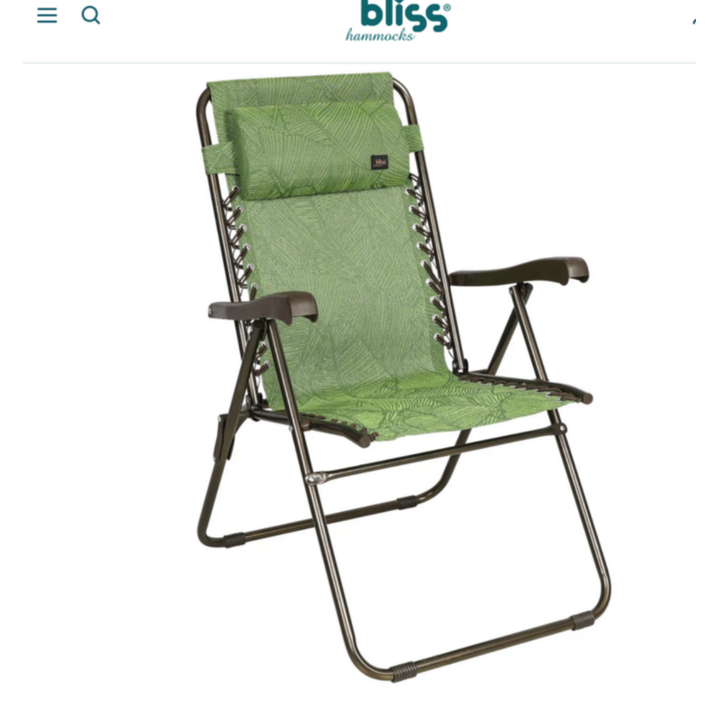 Bliss Hammock Reclining Sling Chair w/ Pillow 26" (Green Banana Leaf w/ Bronze Frame)