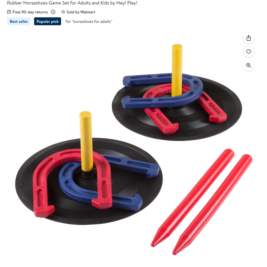Hey Play Rubber Horseshoes Game Set For Kids & Adults