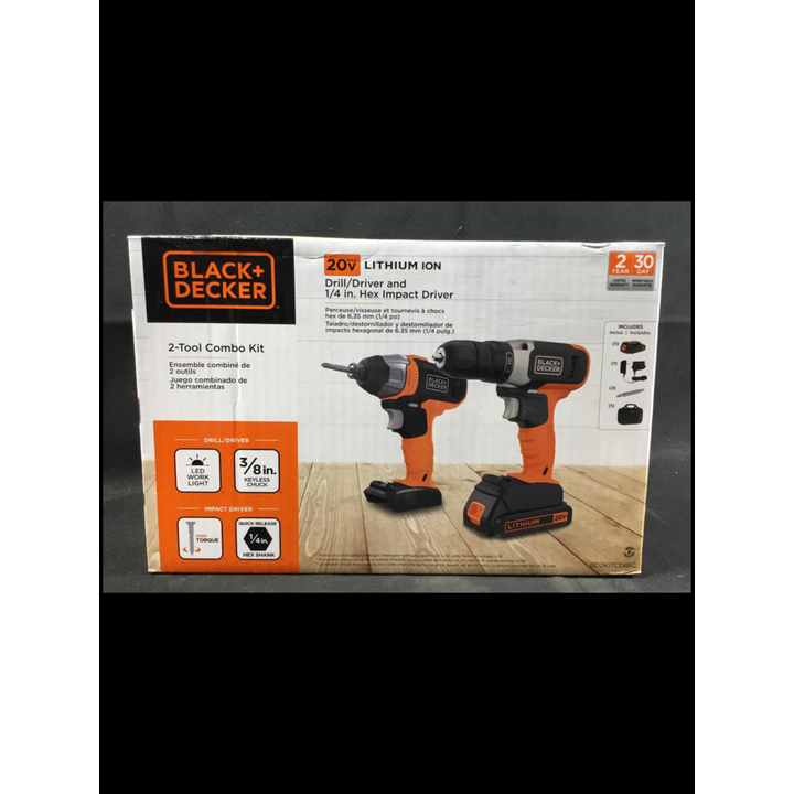 Black + Decker 2 Tool Combo Kit Drill/Driver & 1/4'' Hex Impact Driver